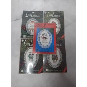 Designs For The Needle Lace Ornament Cross Stitch Kit Lot of 5 Holiday Themed